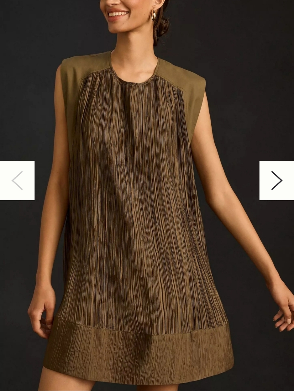 🛑ANTHRO Cap-Sleeve Pliss Mini Dress